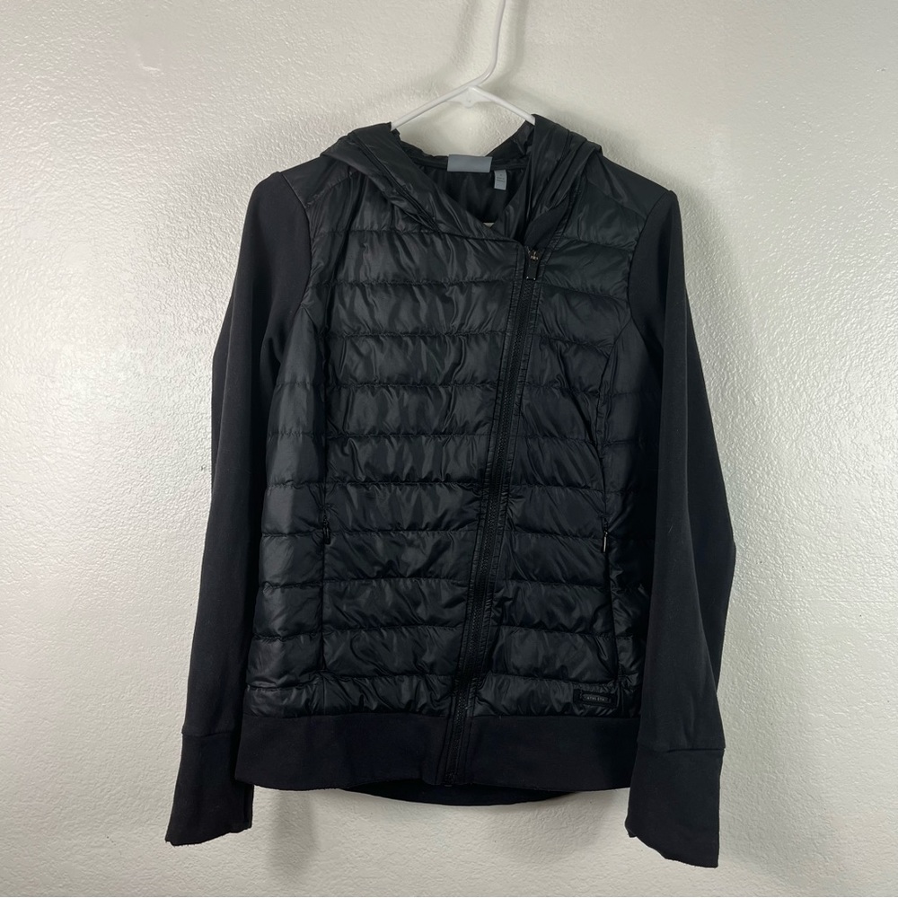Athleta Black Down Puffer hooded jacket women’s small